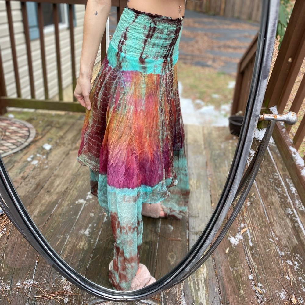 Vibrant tie dye hippie fairy festival skirt